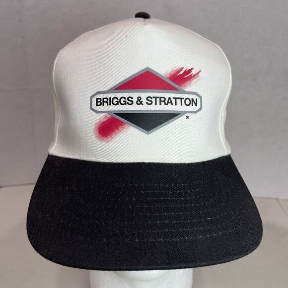 Vintage‎ Briggs & Stratton Hat Snapback Adjustable White Black - Picture 1 of 8